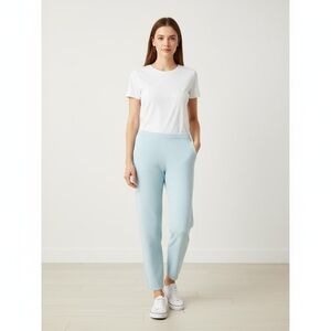 Zenergy By Chicos Frozen Aqua Cotton Cashmere Rib Hem Pants Size 3